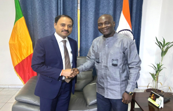 Amb. Dr. N. Nandakumar congratulated Mr. Souleymane Ouologuem, a well known visual artist of Mali who will be one of the group of African artists visiting India to participate in the cultural engagements of #IAFS2026. - 18 May 2026